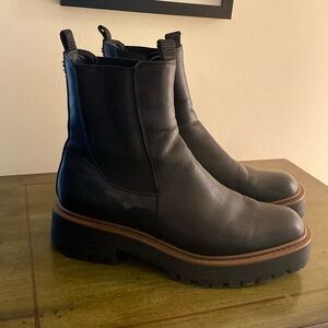 Sam Edelman black lug sole booties.